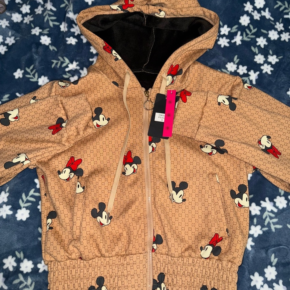 Womens Tan Minnie Mouse Hooded Jacket